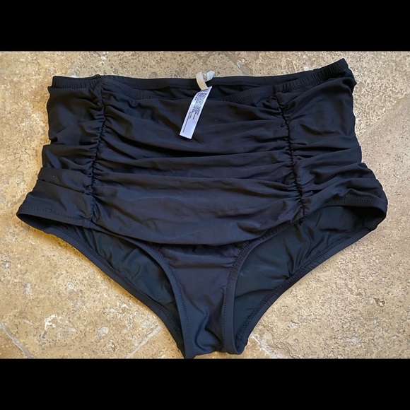Anthropologie black ruched swim bottoms M